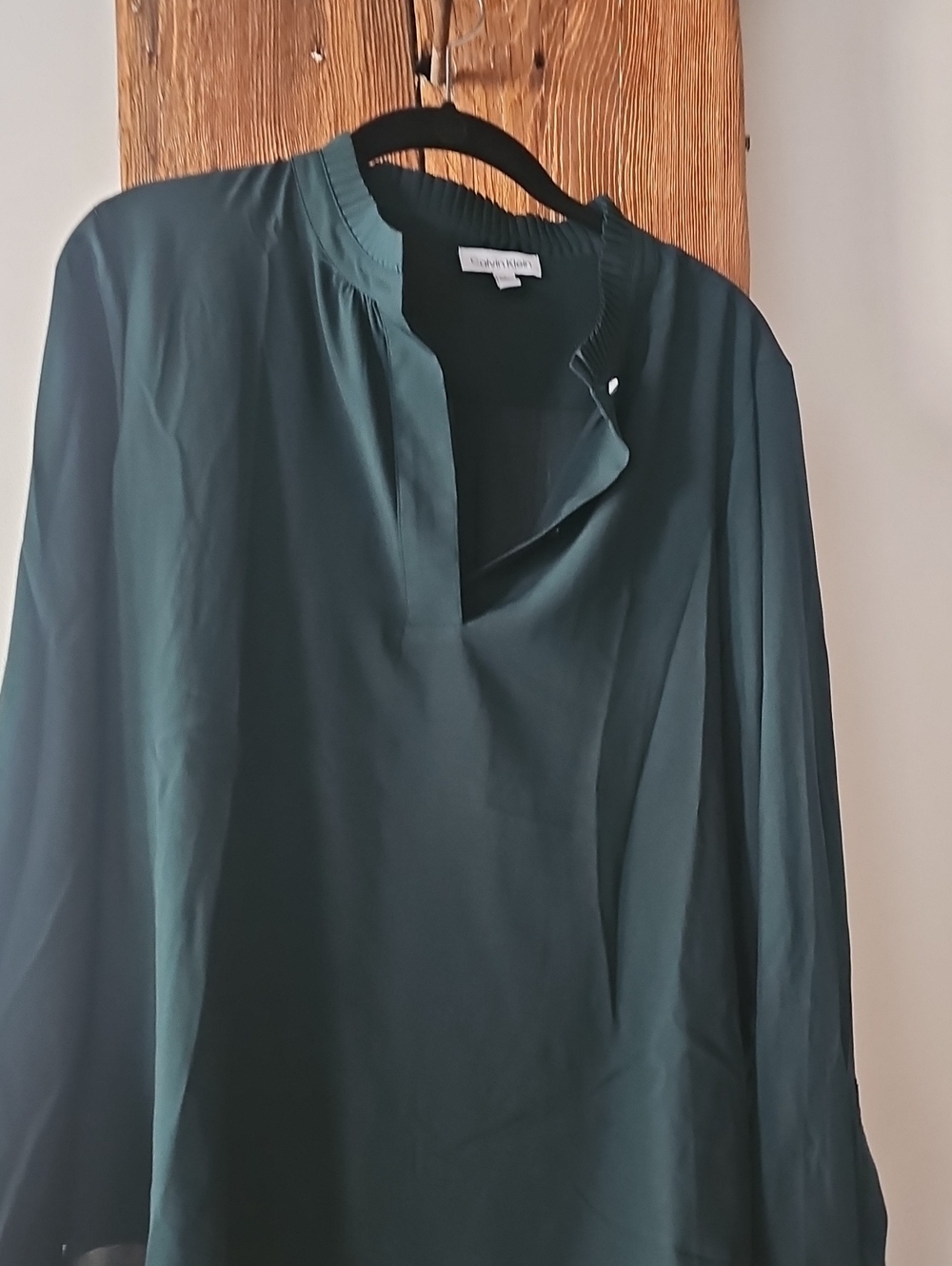 Calvin Klein Women's Dark Green Long-Sleeve Blouse EUC SZ Large